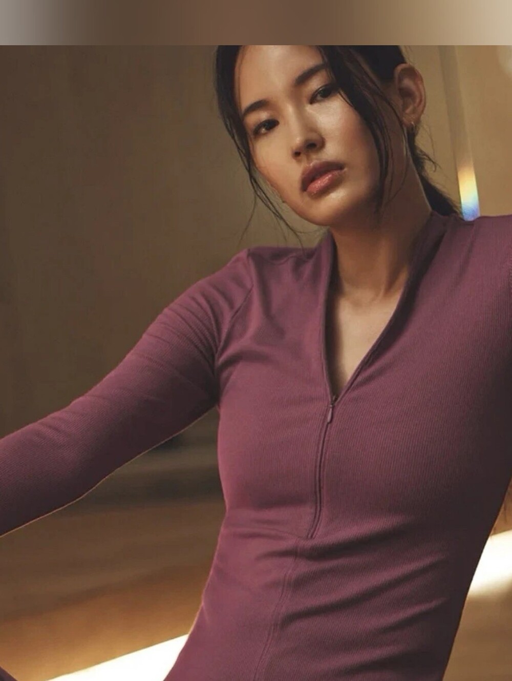ALO Ribbed Mesmerize Long Sleeve in Burgundy Truffle